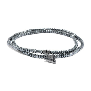 Men's 2 Layer Hematite Beads with Arrowhead ALERTNESS Bracelet/ Necklace
